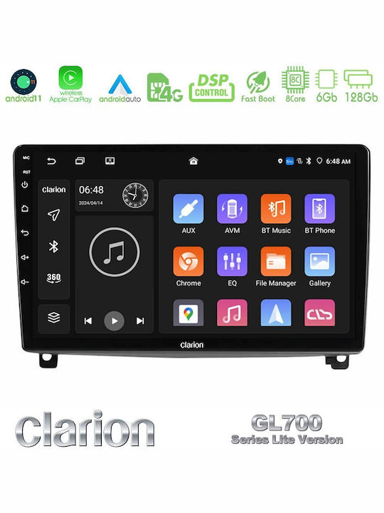 Clarion Auto-Audiosystem für Peugeot 407 2004-2011 (Bluetooth/USB/WiFi/GPS/Apple-Carplay/Android-Auto) mit Touchscreen 9"