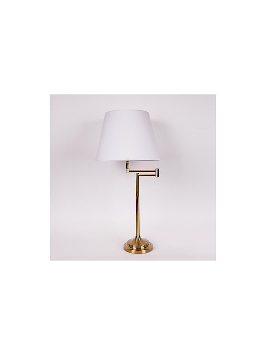 Metal Table Lamp with White Shade and Gold Base