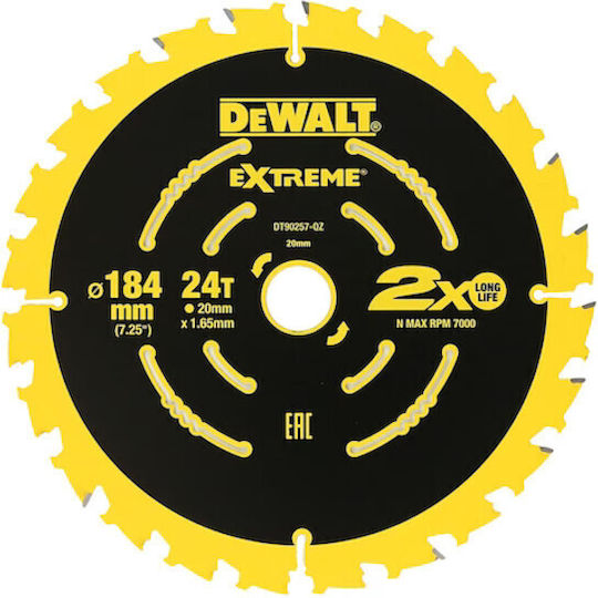 DEWALT Δίσκος Κοπής με 24 Δόντια 184mm