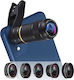 Kit Universal Lentile Smartphone Teleobiectiv Fisheye Unghi Larg 2 Macro