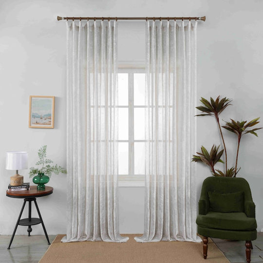 Homeone Κουρτίνα με Τρέσα Μπεζ 270x300εκ.