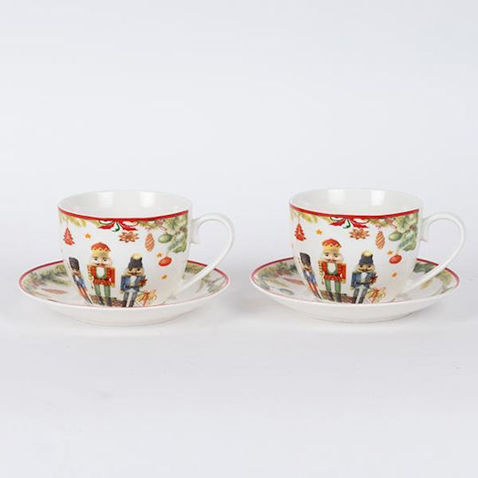 Eurolamp Set Christmas Mugs Porcelain Multicolored L15xW14.5xD7.6cm. 2pcs