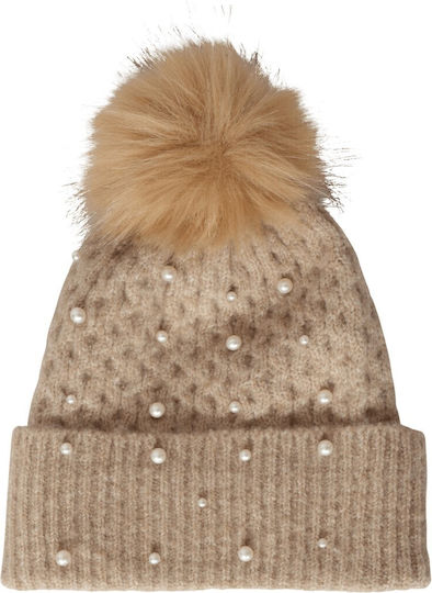 Maddie Beanie Γυναικείος Σκούφος Πλεκτός σε Μπεζ χρώμα