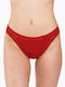 Underwear Γυναικείο Slip με Δαντέλα Μπορντό