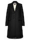 Wool Women's black Coat with Buttons