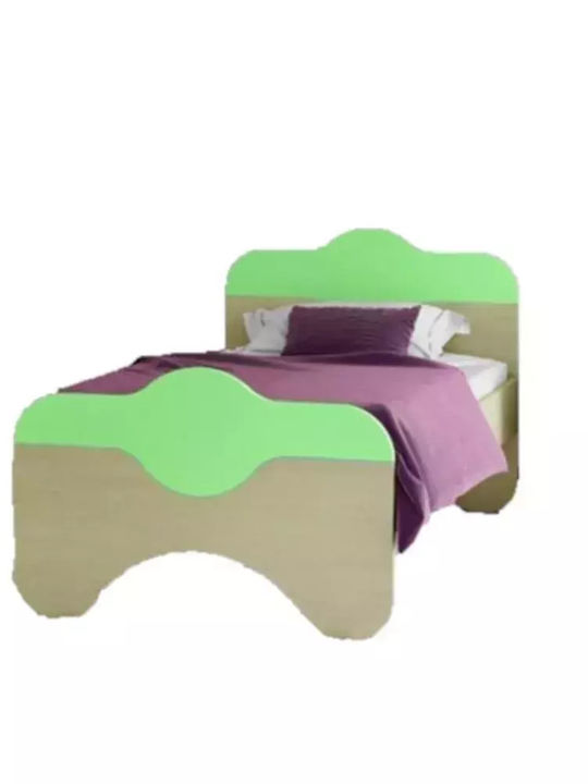 Pat pentru Copii Clasic Semi Dublu Verde pentru Saltea 110x200cm
