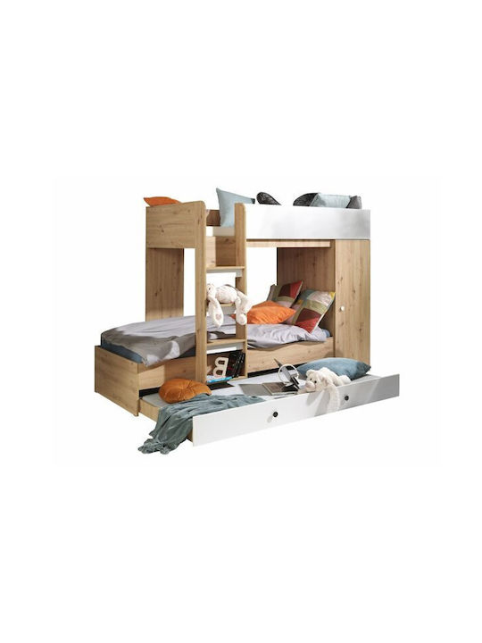 Kids Bed Bunk Single with Storage Space Brown f...