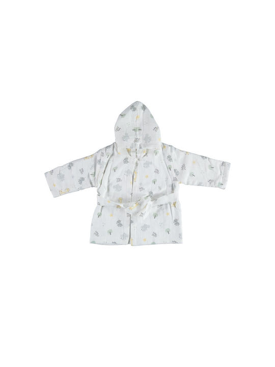 Bi Baby Kids Hooded Bathrobe Ecru