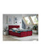 Baltimore 143 Bett Halbdoppel Mit Stoff Rote Mit Stauraum mit Lattenrost & Matratze 120x200cm