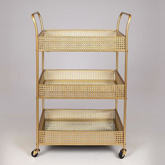 Rectangular Side Metal Coffee Table with Gold Wheels W54xL33xH84cm