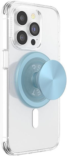 Popsockets Popgrip Кръгъл Magsafe Включва Адаптер Пръстен Magsafe Разтегаема Основа Дръжка Сменяема Горна Част Калъфи за Смартфони Алуминий Син Въздишка
