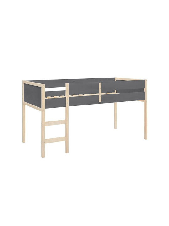 Pat pentru Copii Loft Bed Single Gri pentru Sal...