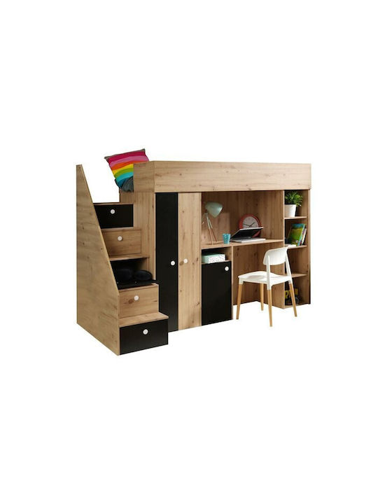 Kids Bed Loft Bed Single with Storage Space Bro...