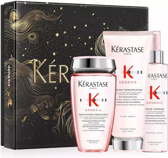 Kérastase Genesis Bain Hydra Fortifiant Σετ Περιποίησης & Styling Μαλλιών κατά της Τριχόπτωσης για Λεπτά Μαλλιά με Σαμπουάν, Conditioner & Θερμοπροστασία 3τμχ