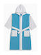 Domina Kids Hooded Bathrobe Turquoise White