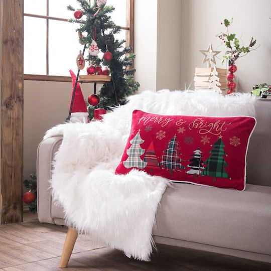 Teoran Weihnachtsdekoratives Kissen Rechteckig Rot 35x60cm