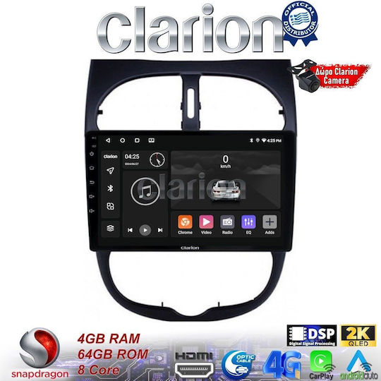 Clarion Auto-Audiosystem für Peugeot 206 2002 > 2006 (Bluetooth/USB/WiFi/GPS/Apple-Carplay/Android-Auto)