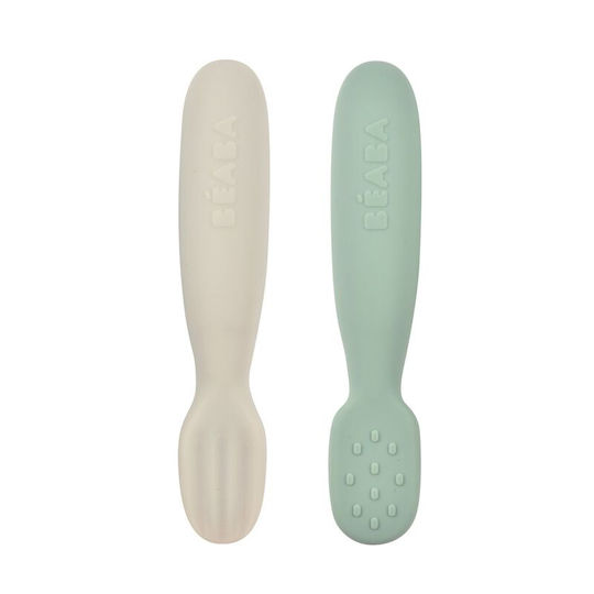 Beaba Baby Set with Spoons made of Silicone for 4+ months Green 2pcs