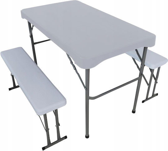 Set Masă Oțel Pentru Camping Pliabil 108x60cm Alb