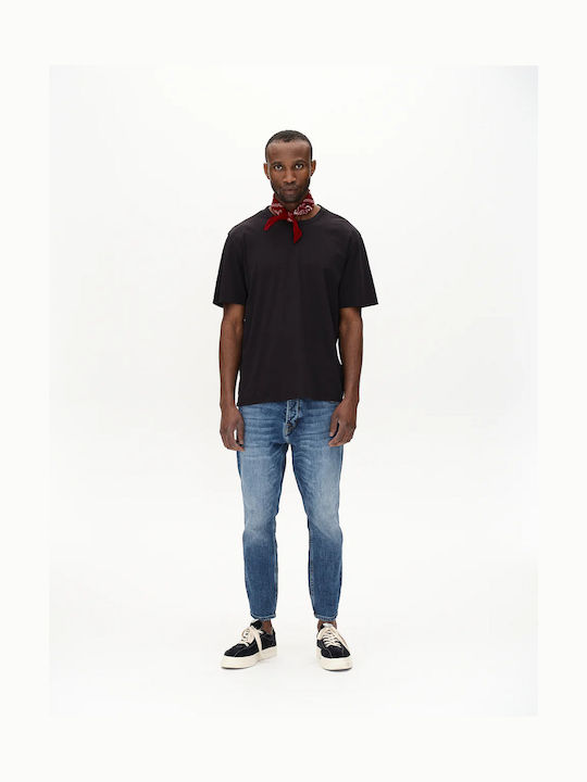 Alex Ανδρικό Παντελόνι Τζιν Ελαστικό με Relaxed Tapered Εφαρμογή Mid Blue Denim