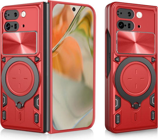 Techsuit Camguard Pro Umschlag Rückseite Silikon Rot (Google Pixel 9 Pro Fold)