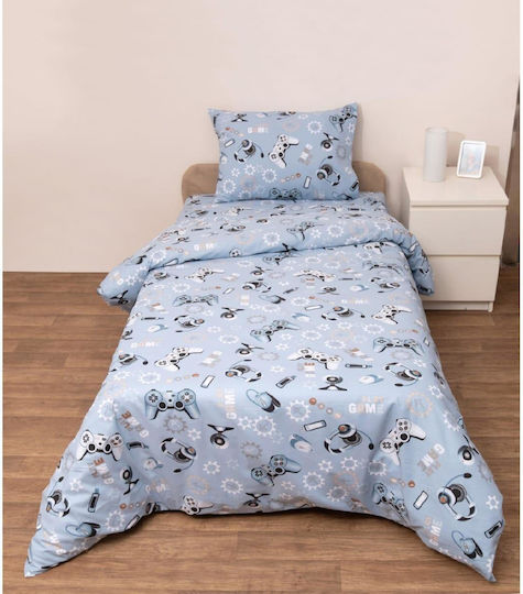 Viopros Kids Duvet Set Double Sided Single with Pillowcase Blue 160x240cm