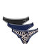 Βαμβακερά Women's String 3Pack Black, Blue, Printed