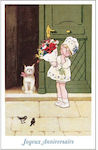 Retro Greeting Card Flower Girl