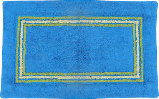 Viopros Πατάκι Μπάνιου Βαμβακερό Stripes 685111 Μπλε 50x80εκ.