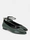 Patent Leather Pointy Ballerinas Green