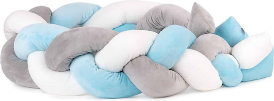 Amek Toys Crib Bumpers Braided Inside Grey, Sky Blue, White 20x180cm