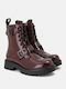 Stiefeletten Damen aus Lackleder Burgundisch