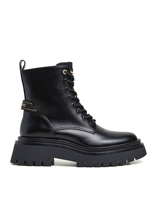 Drop 3 Queen Handler Leather Women's Ankle Boots with Medium Heel Black
