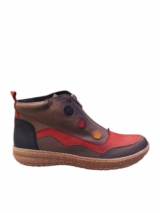 Chacal Leather Women's Ankle Boots Platform Brown