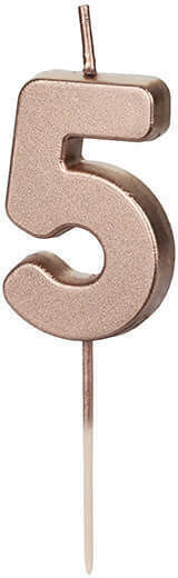 PartyDeco Birthday Candle Number "5" in Rose Gold Color SCU12M-5-019R
