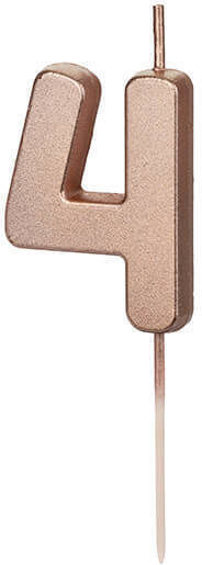 PartyDeco Birthday Candle Number "4" in Rose Gold Color SCU12M-4-019R