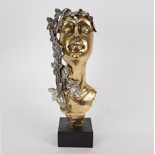 Decorative Resin Sculpture Woman Butterflies Flowers Gold-Black-Silver 16.5x13x40cm 13919 752-27027
