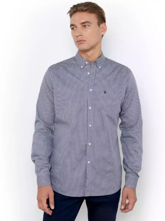 Chester Long-sleeved Cotton Shirt Checked Blue Brown