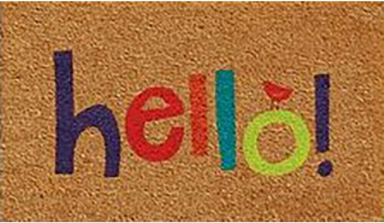 Etoile Covor de Intrare din Cocos cu Suport Antiderapant Hello Multicolor 40x60buc