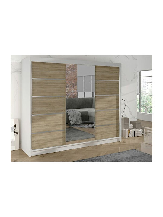 Triple Door Wardrobe Sliding Atlanta 162 with M...
