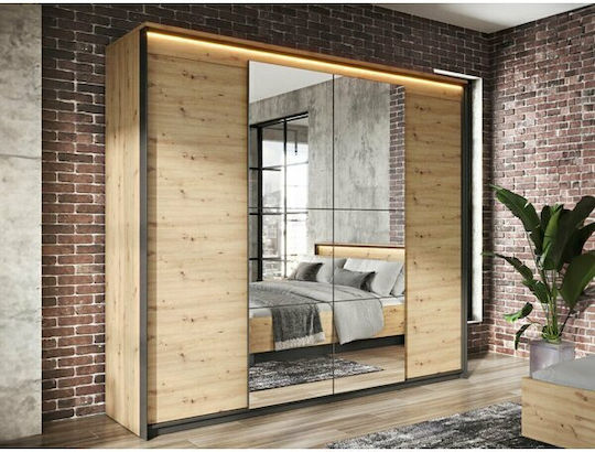 Luliru 140 G120 Dulap cu Ușă Triplă Glisant cu Oglindă Artisan Stejar Negru 250x63x221cm 467291LEN Luliru 140 G120 Dulap cu Ușă Triplă Glisant cu Oglindă Artisan Stejar Negru 250x63x221cm 467291LEN