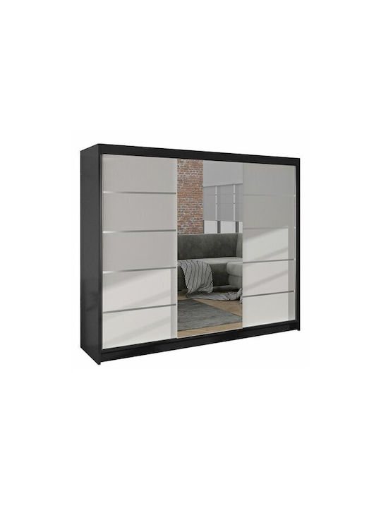 Triple Door Wardrobe Sliding Atlanta 162 with M...