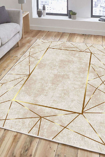 Conceptum Hypnose Teppich Rechteckig Synthetisch,Polyester/Cotton/Leather Beige-Gold