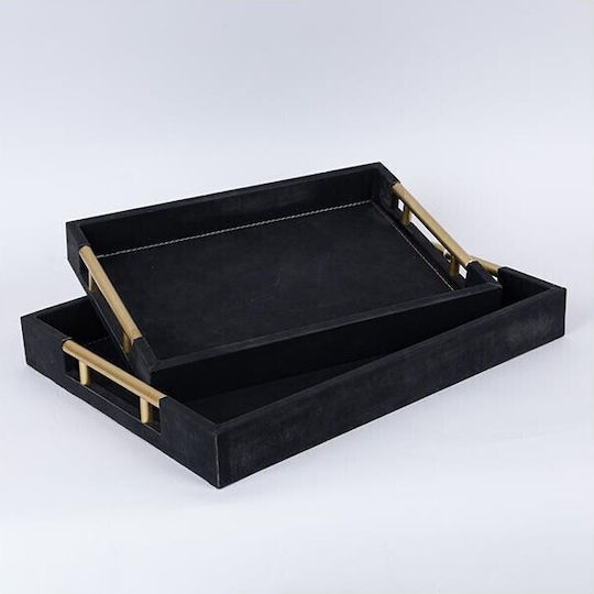Комплект от 2 бр. подноси Pu черни 40x30x4.5 34x24x5.5см 13085 752-16106