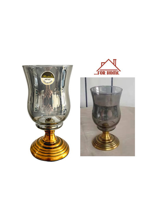 Suport pentru lumânare din sticlă cu bază metalică 10x20cm Forhome 321513 Home