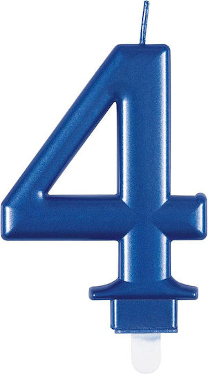 Unique Geburtstagskerzen Nummer 4 in Blau Farbe U19614