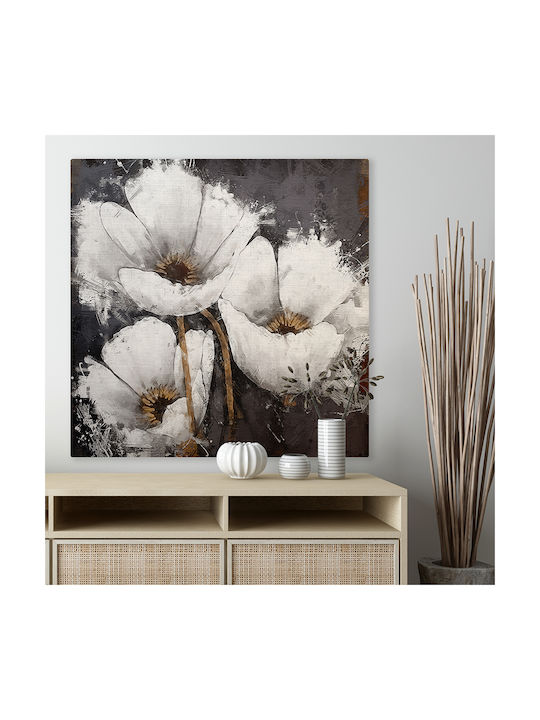 Πίνακας Καμβά Λευκά Άνθη Knv2541 40cm X 40cm