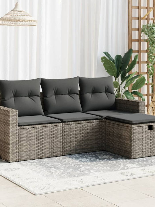 Corner Sofa Outdoor Rattan with Chest and Cushi...