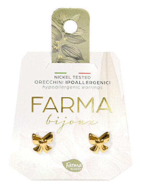 Farma Bijoux Hypoallergenic Earrings Gold Bows 10mm