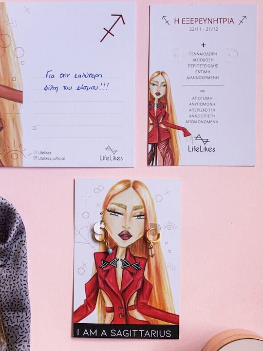 Lifelikes Hoop Earrings Zodiac Gold Sagittarius